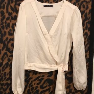 Silk Wrap Long Sleeve Blouse